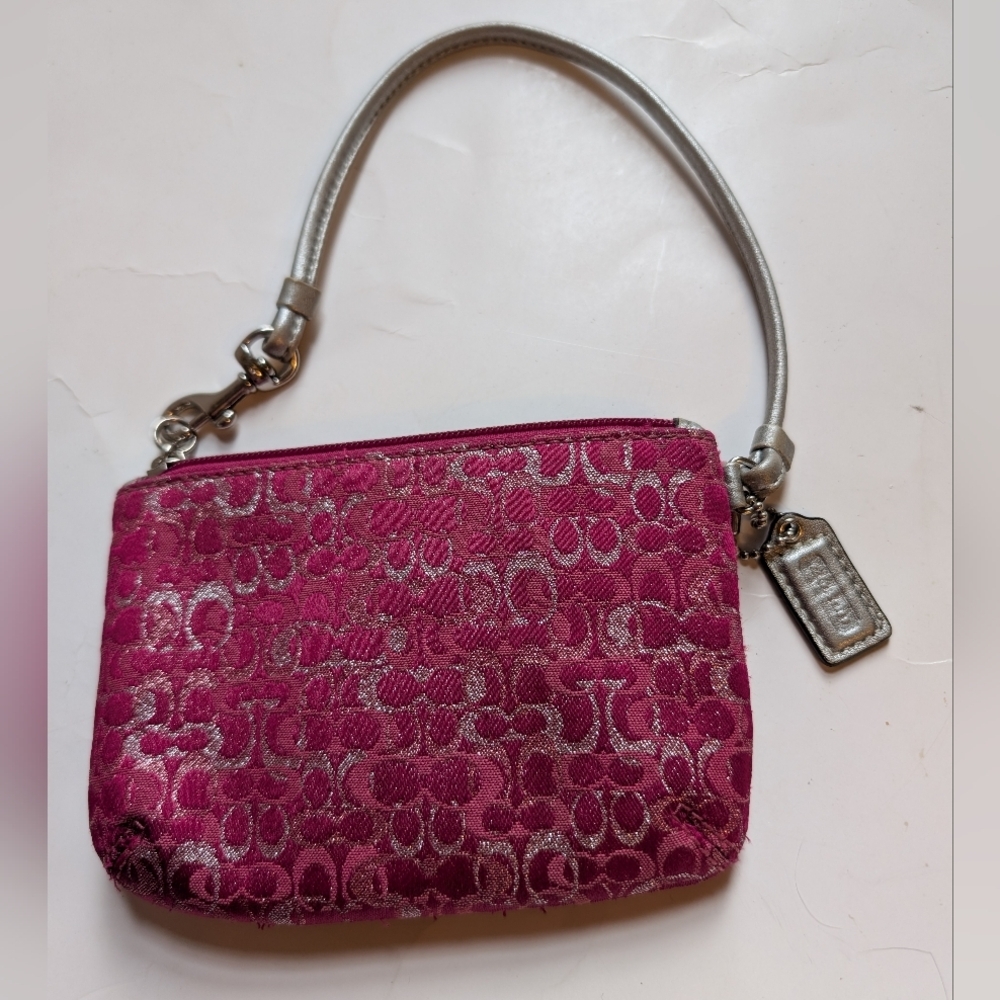Coach CC Logo Pink Designer Wristlet In VGUC
